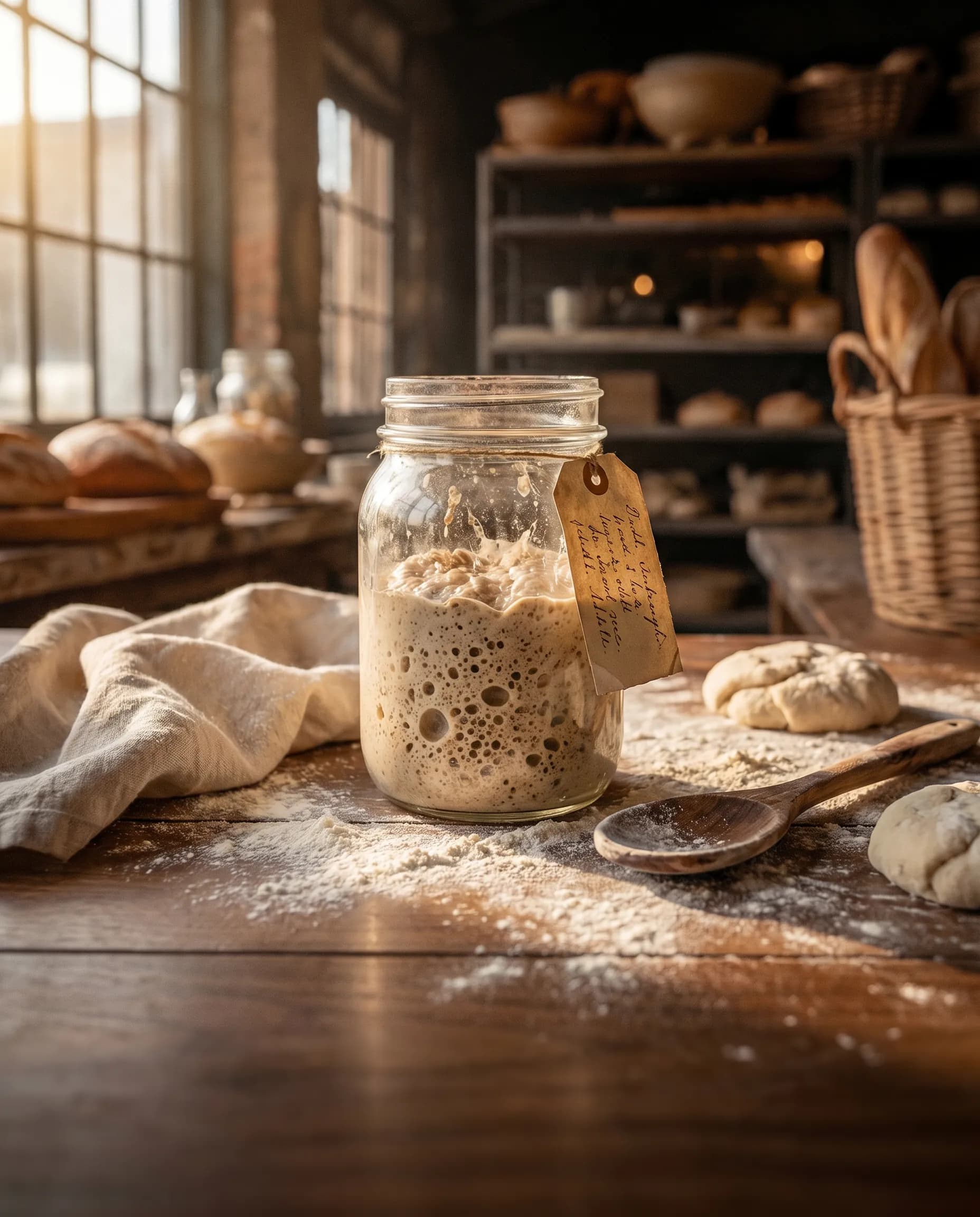 Les mains du boulanger pétrissant le levain